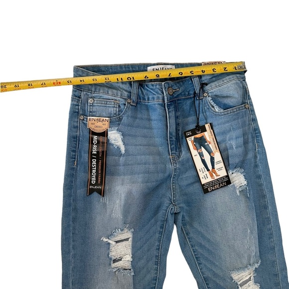 Enjean Midrise Ankle Length Destroyed Distressed Skinny Fit Jeans Size 13 - Picture 14 of 17